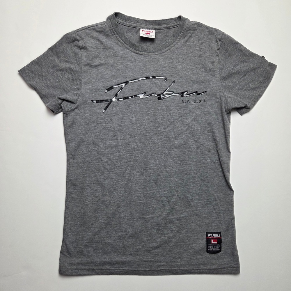 VTG FUBU Y2K Charcoal Gray Graphic Tee Size Large